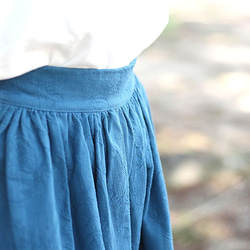 僅最後一件■M尺寸-■綠松石喇叭裙棉麻提花編織 第2張的照片