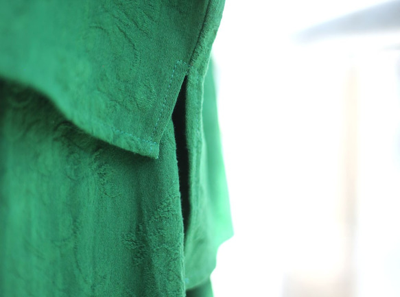【S～7Lまで制作可】グリーンプルオーバー コットンリネンジャカード織り 6枚目の画像