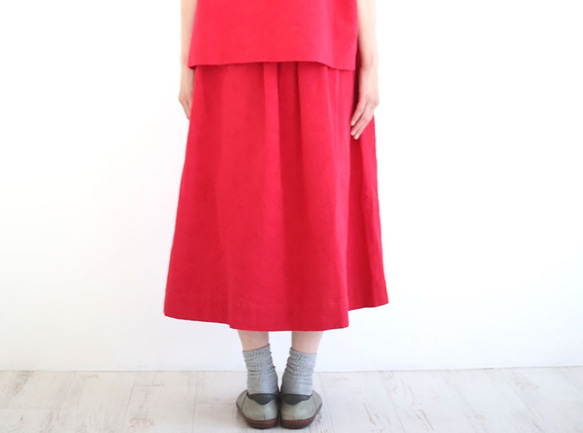 提花編織喇叭裙最大 M-7 L 尺寸提花編織紅色 第2張的照片