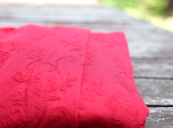 提花編織喇叭裙最大 M-7 L 尺寸提花編織紅色 第3張的照片