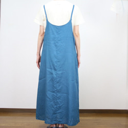 Maxi 寬鬆背帶裙 ★ 我們生產從 S 到 7L 尺寸 100% 亞麻綠松石 第6張的照片