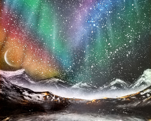 スプレーアート原画作品：Ice Landy（傷あり） 絵画 世界放浪スプレー