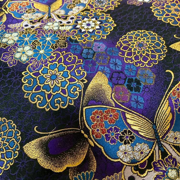 和柄好きの為のオーダーメイド京都西陣織×革  手帳型携帯ケース（蝶々） 5枚目の画像
