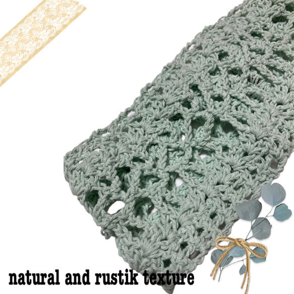 Natural and rustic texture コットン模様編みターバン 4枚目の画像