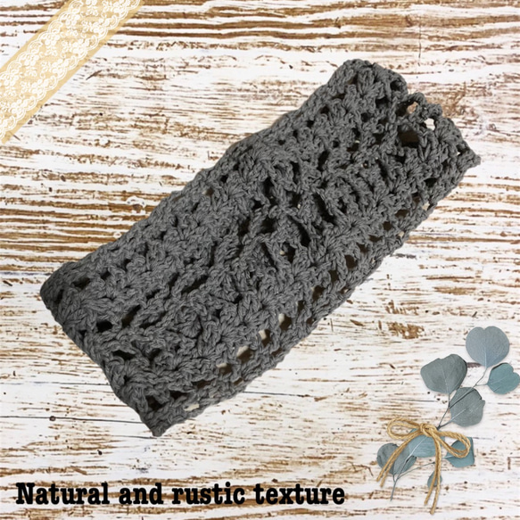 Natural and rustic texture コットン模様編みターバン 2枚目の画像