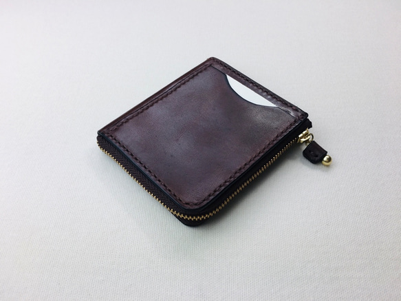 【手縫】小號巧克力色L型錢夾（放卡、紙幣、零錢） 第2張的照片