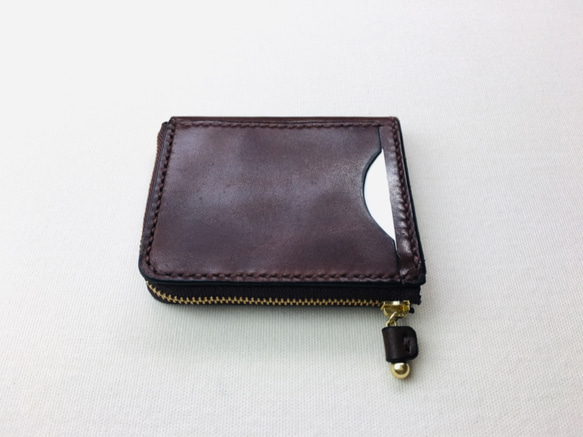 【手縫】小號巧克力色L型錢夾（放卡、紙幣、零錢） 第7張的照片
