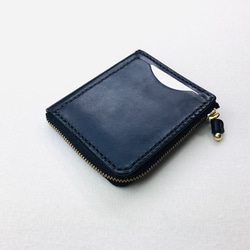 【手縫】黒色L字型の小さなお財布（カード＋お札＋小銭が入ります） 2枚目の画像