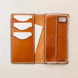 iPhone SE 2020筆記本型真皮保護套（TPU透明保護套縫入筆記本）3卡+1袋 第5張的照片