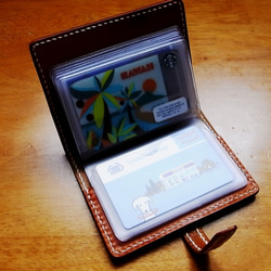 【手縫】キャメル色本革12ポケットカードケース 2枚目の画像