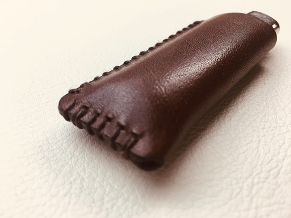 【手縫】BICスリムライターJ23用チョコ色本革ケース 8枚目の画像