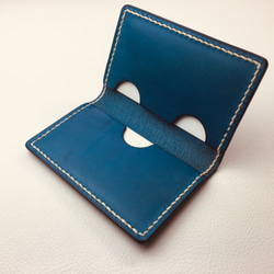全新真皮【手工縫製】意大利牛皮名片夾名片夾（藍色）小批量 第2張的照片