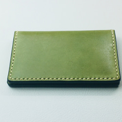 新皮革[手工縫製]意大利牛皮名片夾名片盒（綠色）小批量工作 第2張的照片