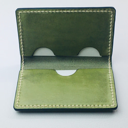 新皮革[手工縫製]意大利牛皮名片夾名片盒（綠色）小批量工作 第4張的照片