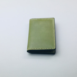 新皮革[手工縫製]意大利牛皮名片夾名片盒（綠色）小批量工作 第6張的照片