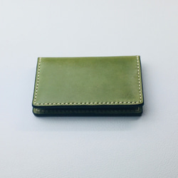 新皮革[手工縫製]意大利牛皮名片夾名片盒（綠色）小批量工作 第7張的照片