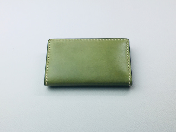 新皮革[手工縫製]意大利牛皮名片夾名片盒（綠色）小批量工作 第8張的照片