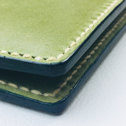 新皮革[手工縫製]意大利牛皮名片夾名片盒（綠色）小批量工作 第9張的照片