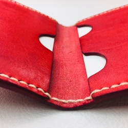 新革【手縫】イタリア牛革名刺入れカードケース（赤色）小ロット作品 5枚目の画像