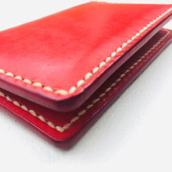 新革【手縫】イタリア牛革名刺入れカードケース（赤色）小ロット作品 6枚目の画像