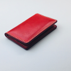 新革【手縫】イタリア牛革名刺入れカードケース（赤色）小ロット作品 7枚目の画像