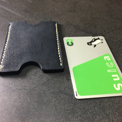 【手縫】Cape Hunt 日本製造 Suica / PASMO 真皮名片夾 1 件裝（黑色） 第2張的照片