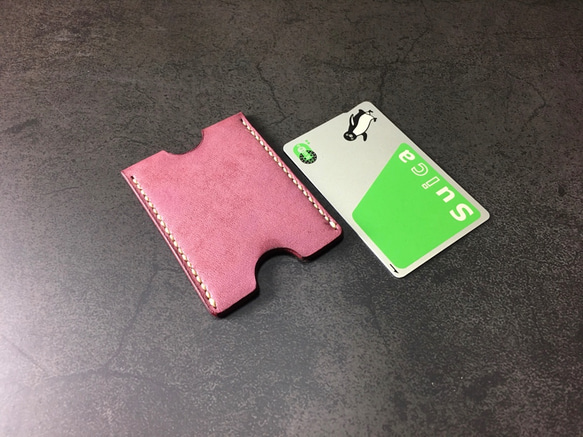 【手工縫製】Cape Hunt 日本製造 Suica / PASMO 卡包1個真皮（紅色bangandi色） 第1張的照片