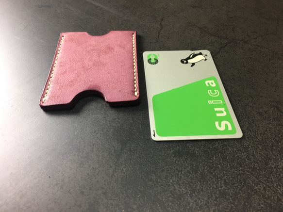 【手工縫製】Cape Hunt 日本製造 Suica / PASMO 卡包1個真皮（紅色bangandi色） 第2張的照片