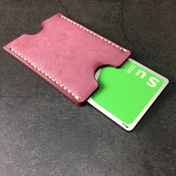 【手工縫製】Cape Hunt 日本製造 Suica / PASMO 卡包1個真皮（紅色bangandi色） 第3張的照片