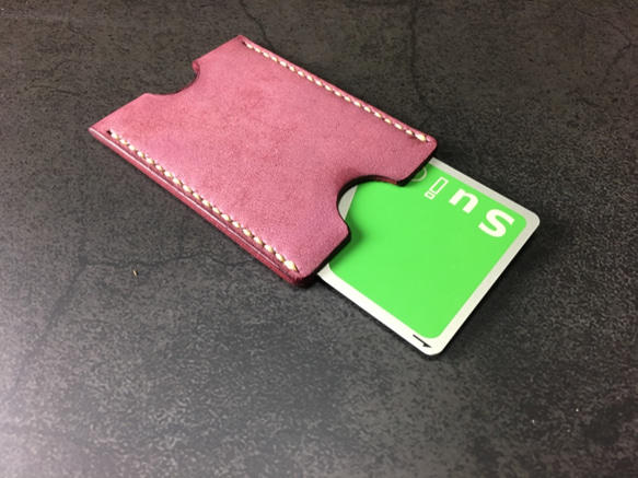 【手工縫製】Cape Hunt 日本製造 Suica / PASMO 卡包1個真皮（紅色bangandi色） 第3張的照片
