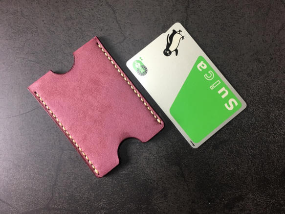 【手工縫製】Cape Hunt 日本製造 Suica / PASMO 卡包1個真皮（紅色bangandi色） 第4張的照片