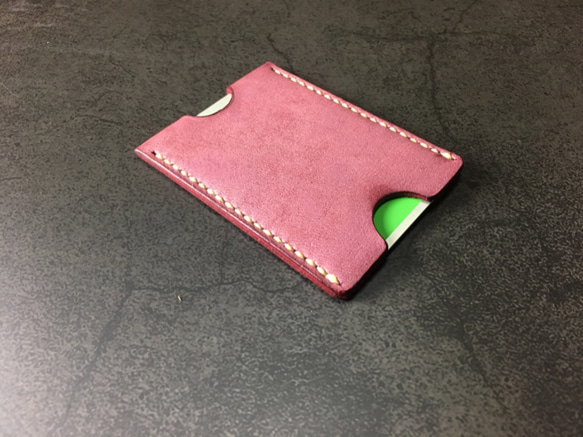 【手工縫製】Cape Hunt 日本製造 Suica / PASMO 卡包1個真皮（紅色bangandi色） 第5張的照片