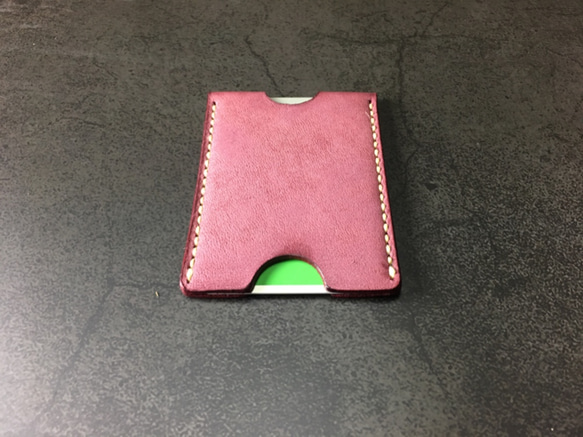 【手工縫製】Cape Hunt 日本製造 Suica / PASMO 卡包1個真皮（紅色bangandi色） 第6張的照片