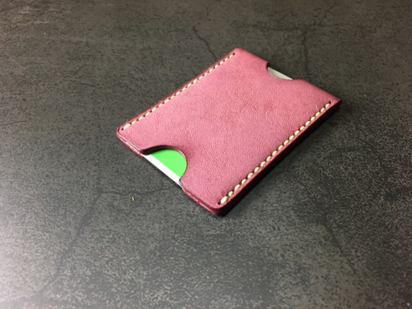 【手工縫製】Cape Hunt 日本製造 Suica / PASMO 卡包1個真皮（紅色bangandi色） 第7張的照片