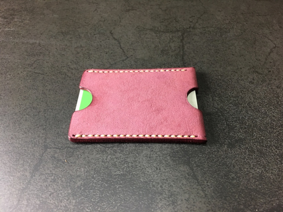 【手工縫製】Cape Hunt 日本製造 Suica / PASMO 卡包1個真皮（紅色bangandi色） 第8張的照片