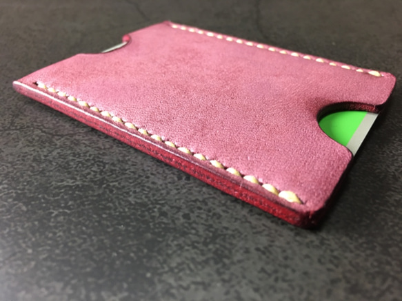 【手工縫製】Cape Hunt 日本製造 Suica / PASMO 卡包1個真皮（紅色bangandi色） 第9張的照片