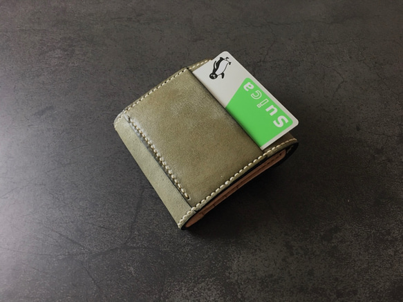 【手縫】Cape Hunt Japan牛皮三折錢包（綠綠配色） 第7張的照片