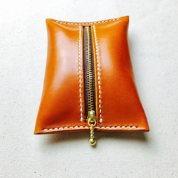 【手縫】キャメル色本革ポケットティッシュケース 6枚目の画像