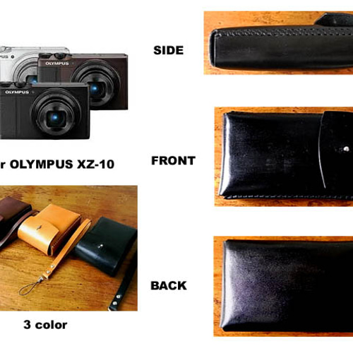 OLMPUS XZ-10用黒色本革ケース3 カメラケース・カメラポーチ エム