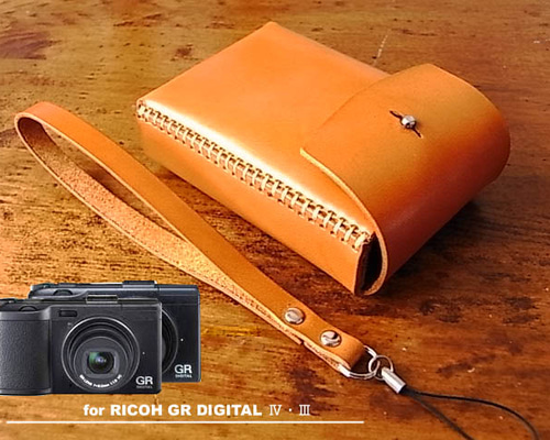 RICOH GR4/3用キャメル色本革ケース3 カメラケース・カメラポーチ エム