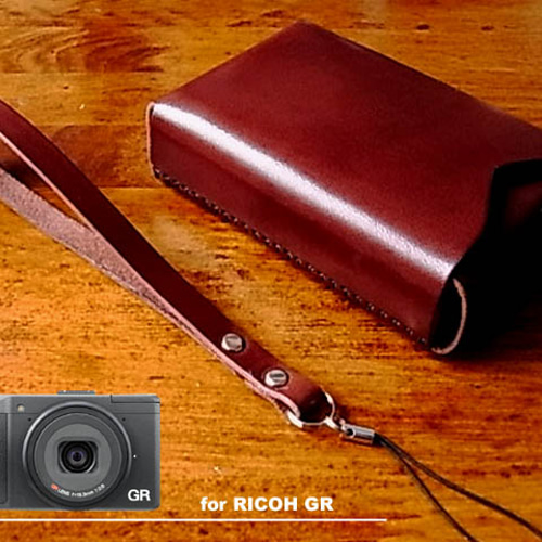 手縫】RICOH GR用チョコ色本革ケース1 カメラケース・カメラポーチ