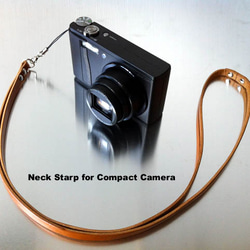 コンパクトカメラ用本革キャメル色ネックストラップ 1枚目の画像