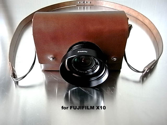 FUJIFILM X10用チョコ色本革ケース２ 1枚目の画像