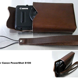 Canon S100用チョコ色本革ケース 2枚目の画像
