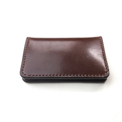 【手縫】巧克力色真皮零錢包套（可裝約30枚10日元硬幣） 第7張的照片
