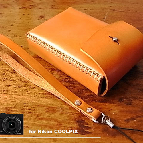 Nikon COOLPIX P340用キャメル色本革ケース カメラケース・カメラ