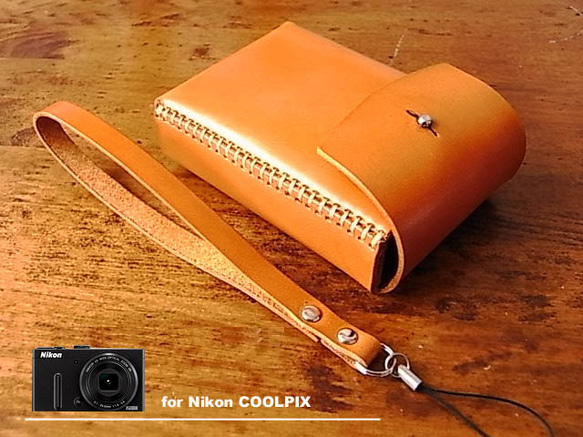 Nikon COOLPIX P340用キャメル色本革ケース カメラケース・カメラ