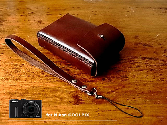 Nikon COOLPIX P340用チョコ色本革ケース カメラケース・カメラ