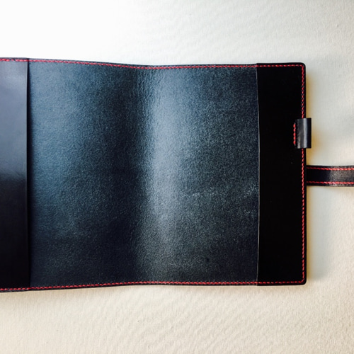 手縫】ほぼ日手帳カズン用黒色本革A5手帳カバー※アジャスト機能