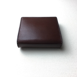 【手縫】チョコ色の小さなお財布〔本革ショートウォレット〕カード8枚お札10枚10玉円15枚 8枚目の画像